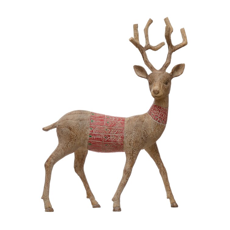 The Holiday Aisle® Debossed Resin Standing Reindeer Figurine Wayfair 4041